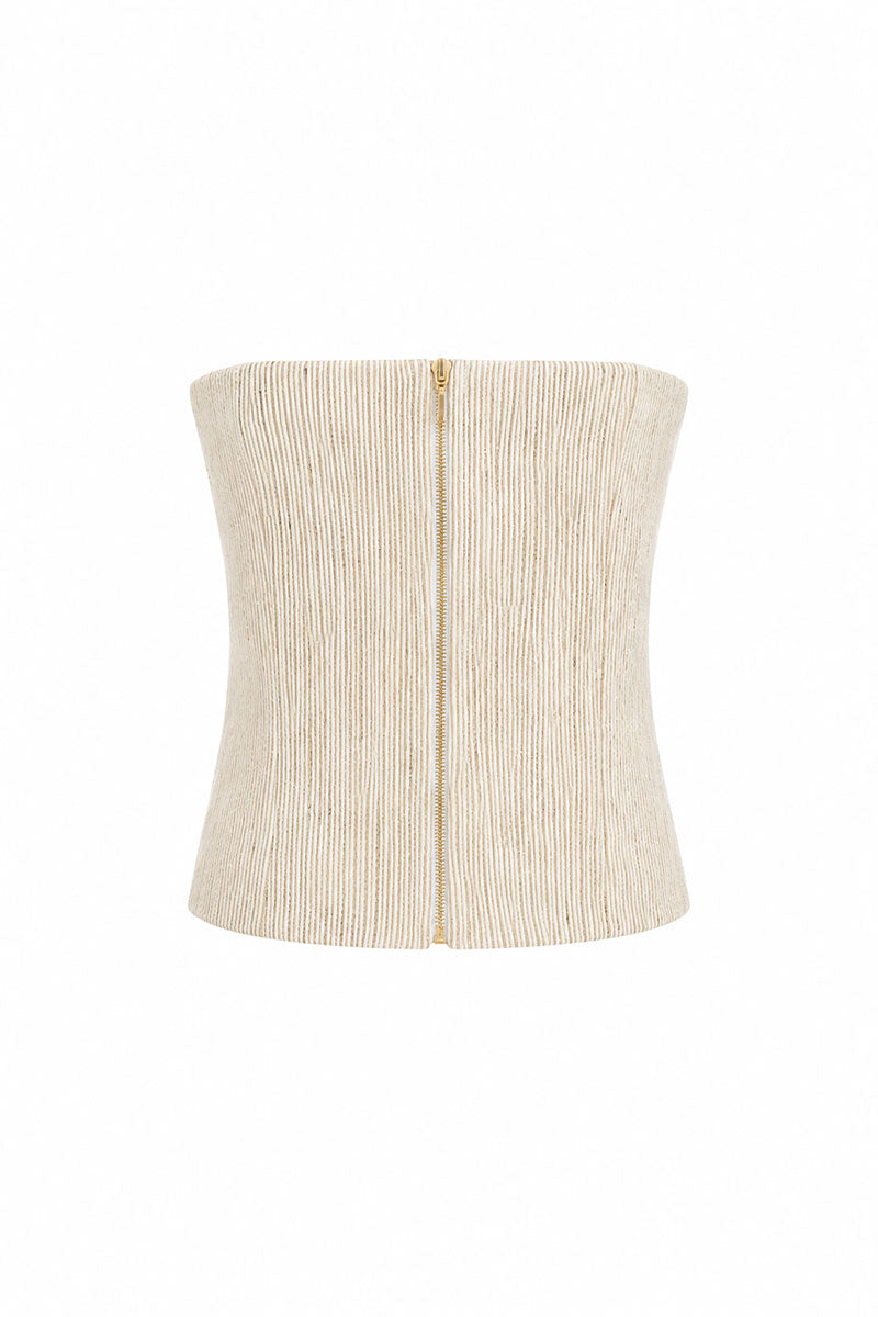 Natural Maylé Vásquez Infinito Top featuring a stylish, lightweight design in natural fabric, perfect for casual or dressy wear.