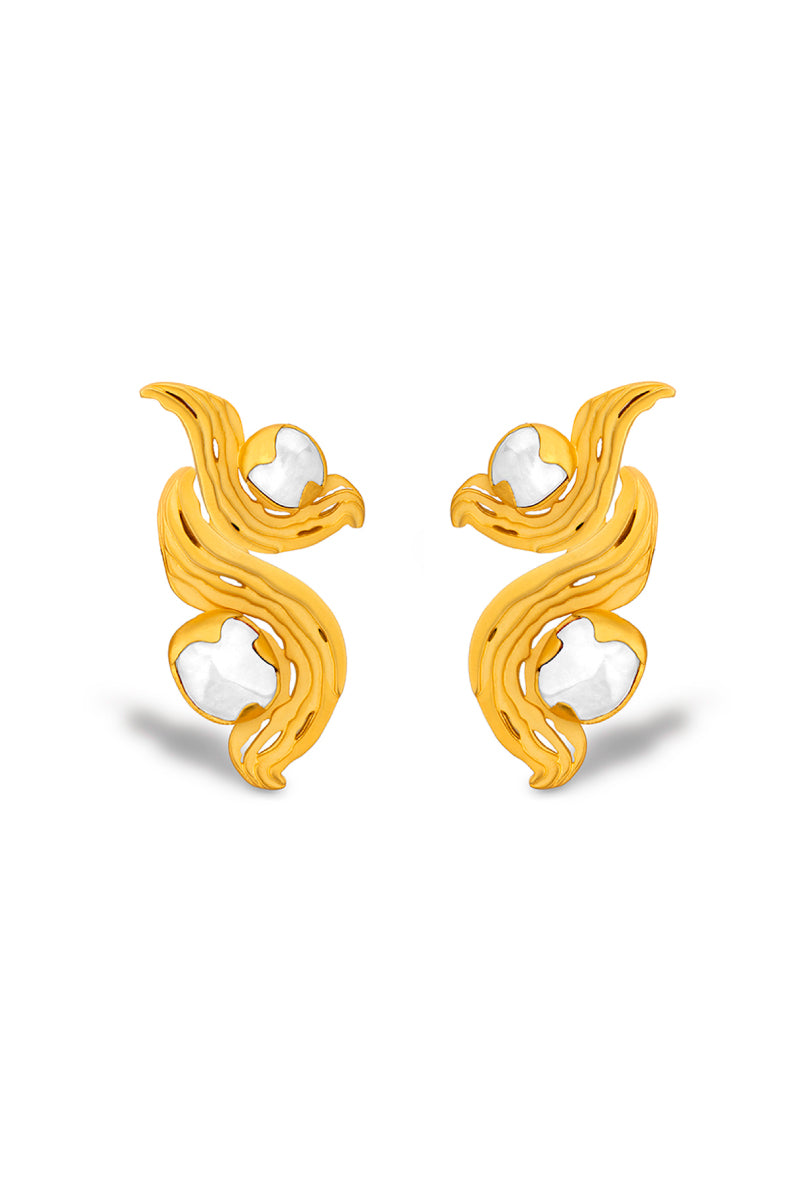 INTERCHANGEABLE GOLD AND PEARL METEORITE EARRING - CULT MIA