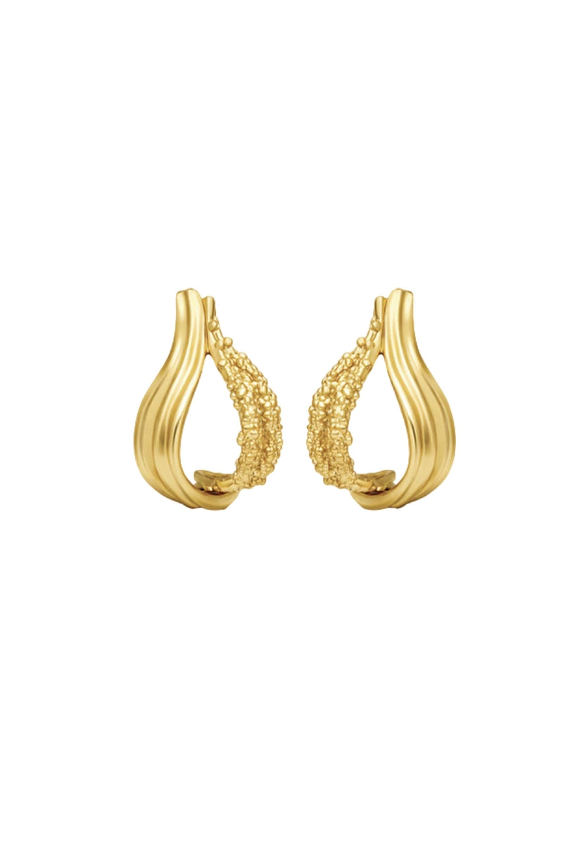 Gold and white interchangeable loop hoop earrings by Jude Benhalim, featuring sleek, modern design with smooth circular hoops.