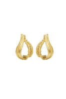 Gold and white interchangeable loop hoop earrings by Jude Benhalim, featuring sleek, modern design with smooth circular hoops.