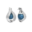 Jude Benhalim interchangeable loop hoops earrings with rhodium finish and blue accents, stylish jewelry for versatile accessorizing.
