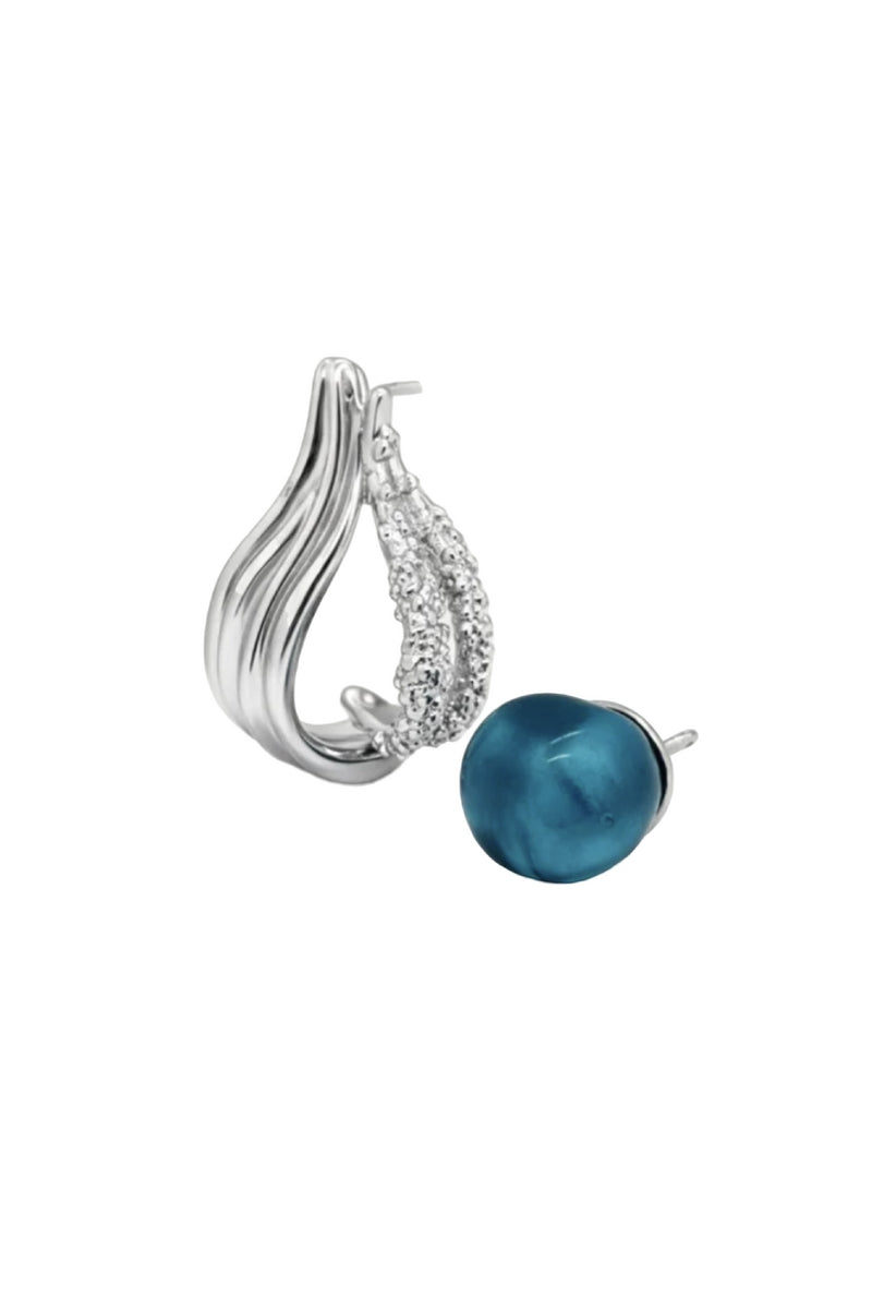 Jude Benhalim blue rhodium interchangeable hoop earrings with sleek, modern design and smooth finish, ideal for stylish accessories.