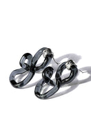 Salvarea Interconexion M earrings in smoky gray with interconnected circular design, stylish jewelry for women.