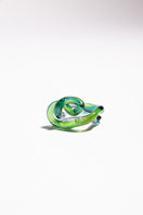 Set of green SALVÁREA interconnection rings, showcasing multiple interconnected rings in a vibrant green color.