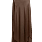 YASSMIN SALEH brown intersect midi skirt with a stylish front design, shown from the front view.