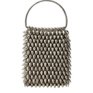 White IONA Silver Bag by Millanne Tale featuring a sleek top handle design and minimalist style on a plain background.