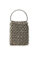 White IONA Silver Bag by Millanne Tale featuring a sleek top handle design and minimalist style on a plain background.