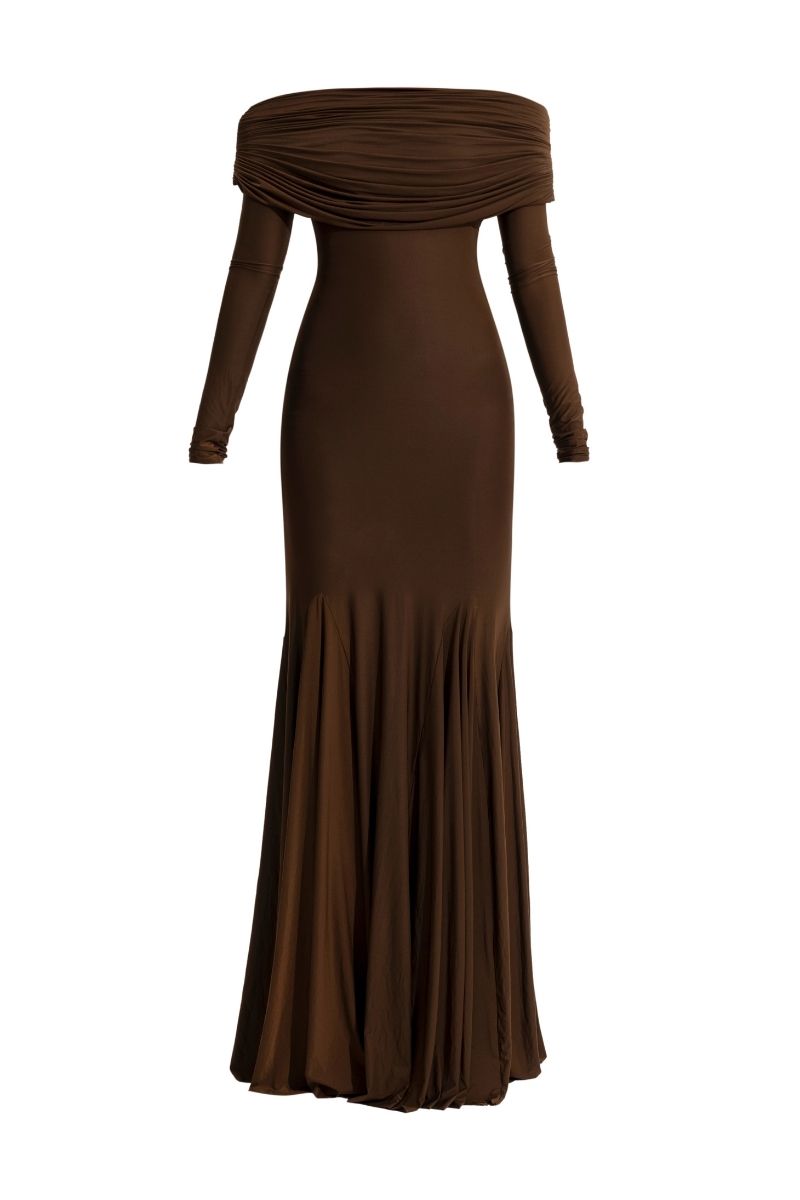 IRENE ESPERESSO BROWN MAXI DRESS - CULT MIA