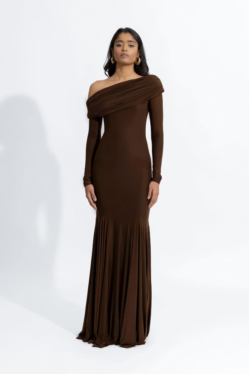 IRENE ESPERESSO BROWN MAXI DRESS - CULT MIA