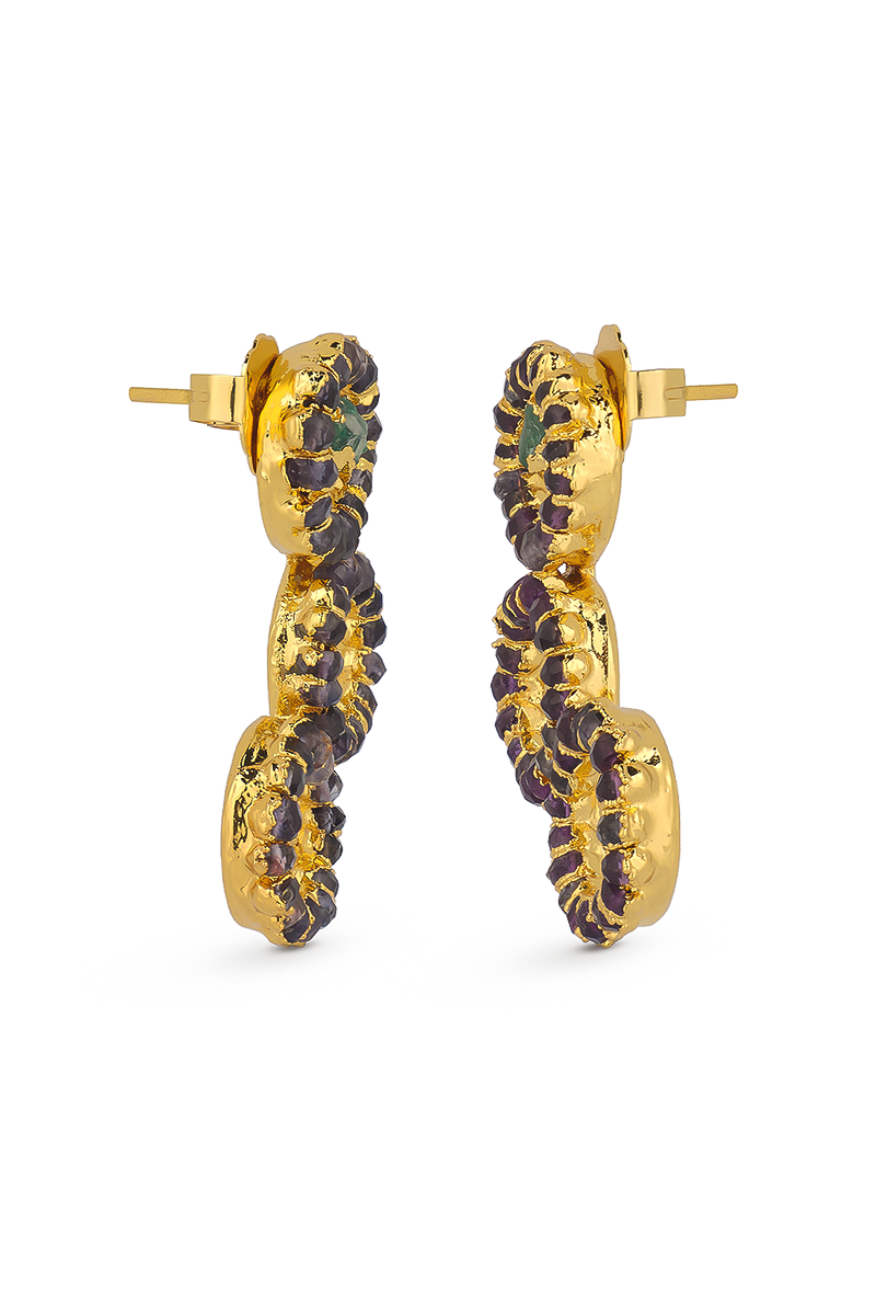 IRIS TRIPLE AMETHYST EARRINGS - CULT MIA