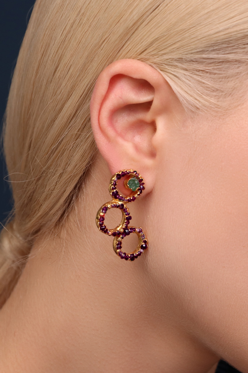 IRIS TRIPLE AMETHYST EARRINGS - CULT MIA