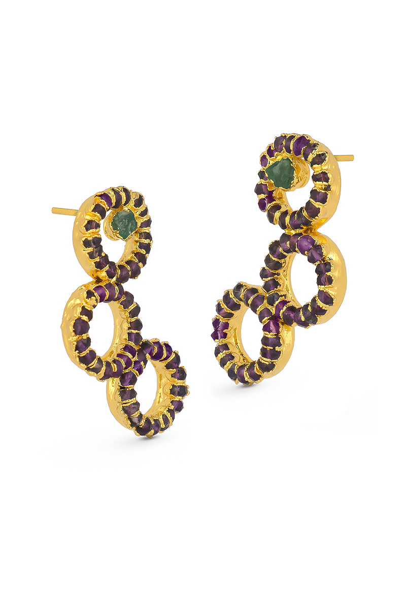 IRIS TRIPLE AMETHYST EARRINGS - CULT MIA