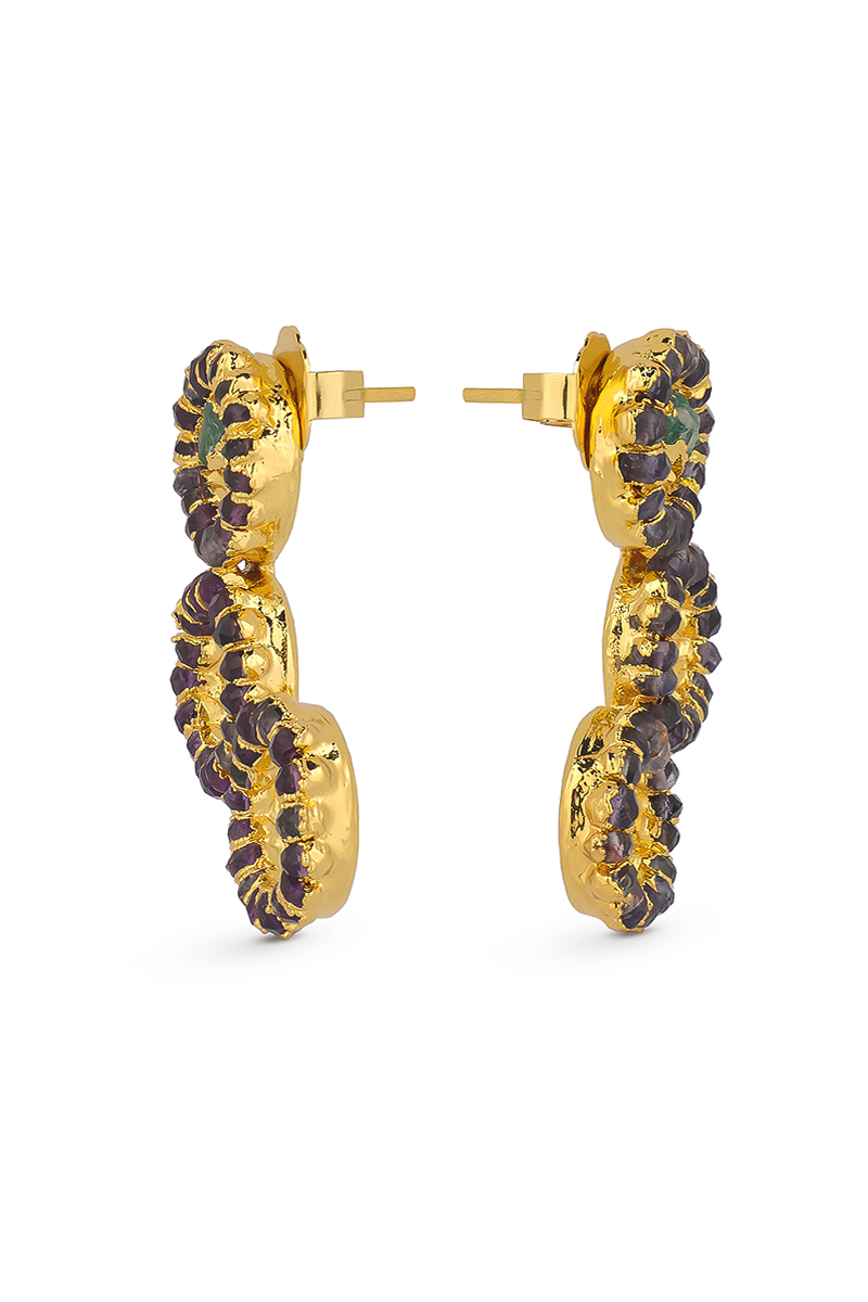 IRIS TRIPLE AMETHYST EARRINGS - CULT MIA
