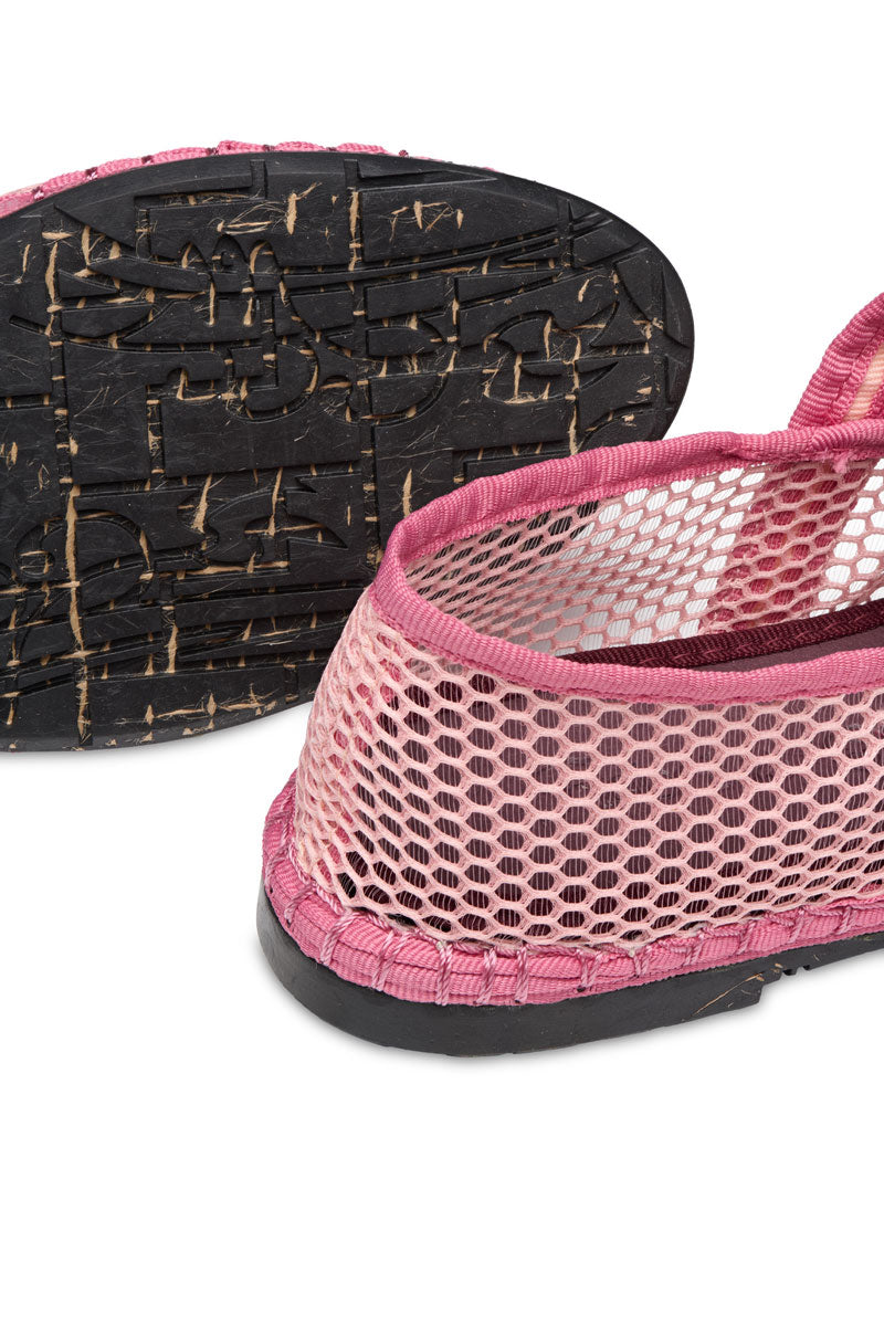 Flabelus Isabella pink flats showing soft fabric material, rounded toe, and stylish design for casual or dressy wear
