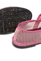 Flabelus Isabella pink flats with rounded toe and soft fabric upper, stylish and comfortable footwear for women.