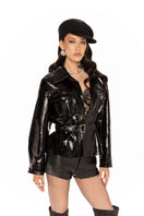 Nana Jacqueline Isabella black leather jacket for women, stylish vegan leather with tailored fit and sleek design.