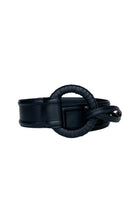 Black Isidora Malva Belen belt with sleek design, featuring a stylish buckle and smooth leather finish.