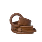 Brown leather Belen belt by Isidora Malva featuring a simple buckle and stylish design.