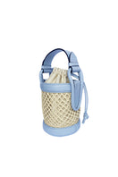 Blue IZA bucket bag by ISIDORA MALVA, top handle style with a structured shape and sleek design.