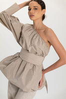 Ana + Maria Isolde top in smoke gray, showcasing a stylish sleeveless blouse with a relaxed fit and soft fabric texture.