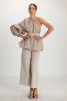 ANA + MARIA Isolde top in smoke gray, showcasing a stylish, fitted tops design with a soft fabric texture and subtle color tone.