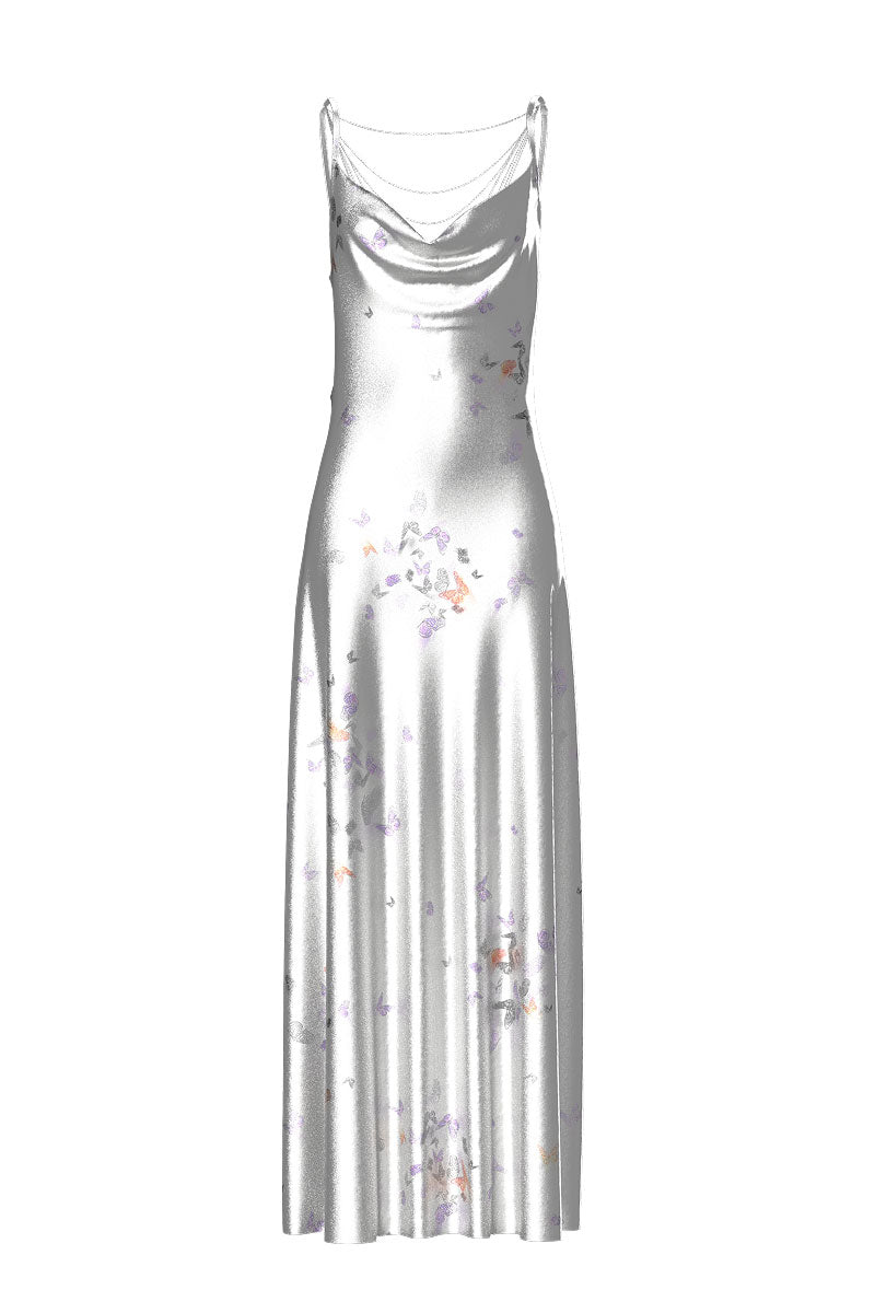 ITA DRESS LAMINATED SLIVER BUTTERFLY