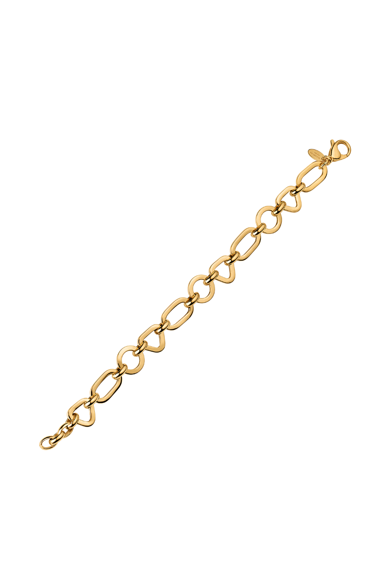 Gold vermeil Italian chain bracelet by Sara Shala featuring intertwined links and a polished yellow gold finish.