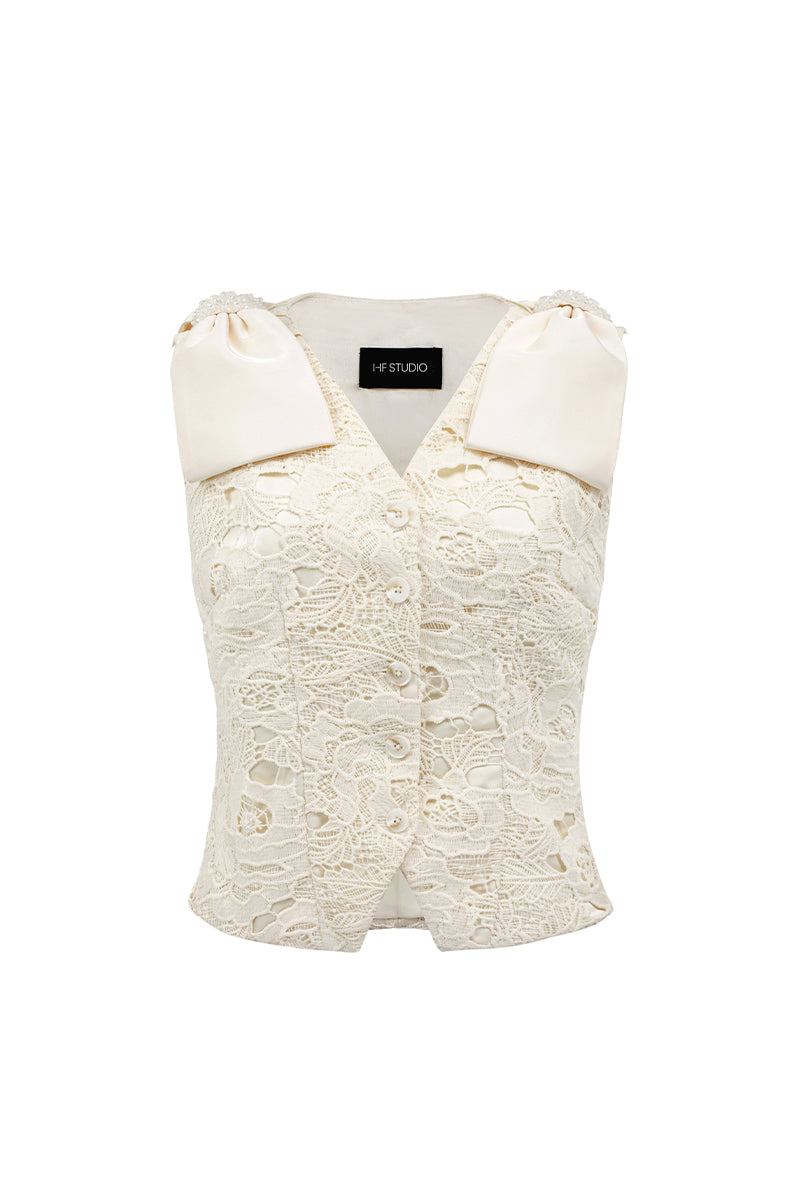LACE TOP IN IVORY - CULT MIA