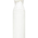 Ivory draped tube midi dress by Montsand featuring a sleek, fitted silhouette and elegant draping detail.
