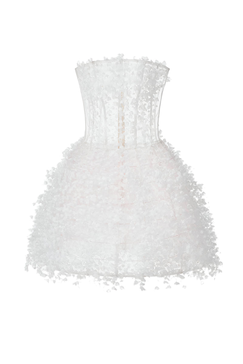 IVORY FLOWERS MINI DRESS - CULT MIA
