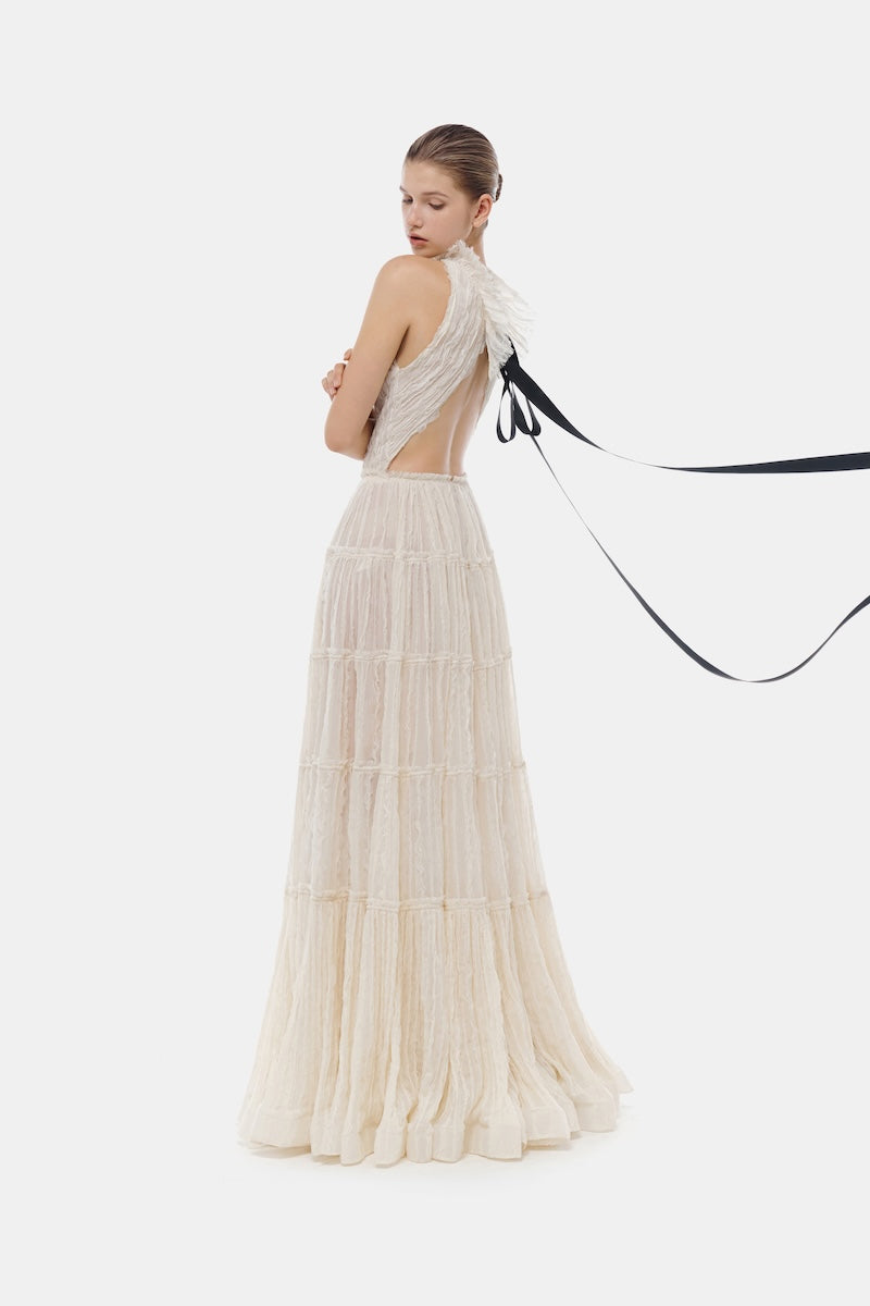 IVORY TIERED HALTER MAXI DRESS | CULT MIA | Montsand IVORY TIERED HALTER MAXI DRESS | CULT MIA | Montsand