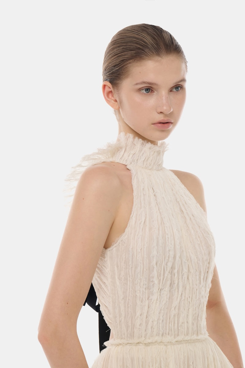 IVORY TIERED HALTER MAXI DRESS | CULT MIA | Montsand IVORY TIERED HALTER MAXI DRESS | CULT MIA | Montsand