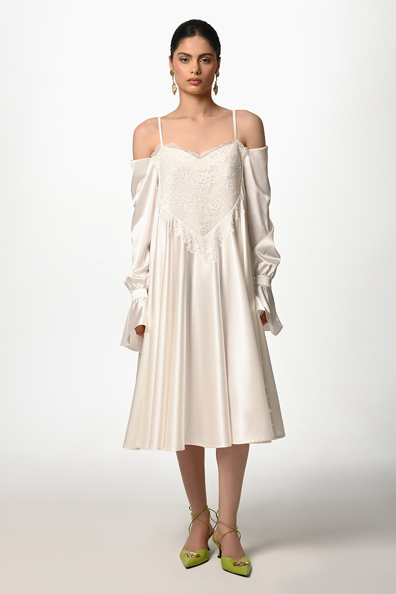 ivory flowy dress Flowy Flare Sleeve Dress, Ivory, Size 6