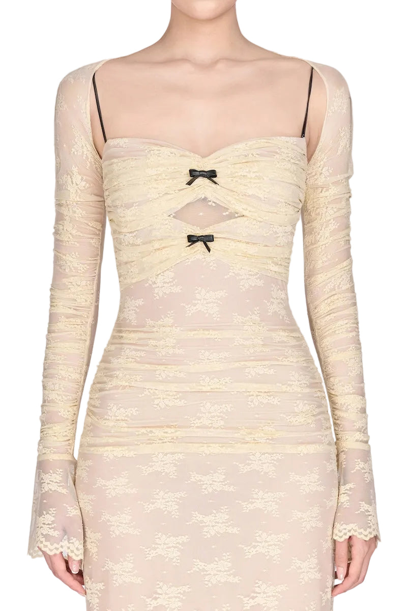 Montsand White BOW CUT OUT LACES MAXI DRESS | Cult Mia Montsand White BOW CUT OUT LACES MAXI DRESS | Cult Mia