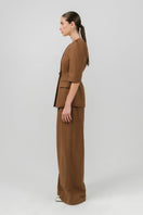 Brown Izakova BURA blazer, tailored men's blazer with a sleek fit, featuring classic lapels and stylish design.
