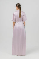 Lavender Izakova Valerija T-shirt, casual top with a relaxed fit, displayed on a hanger against a neutral background.