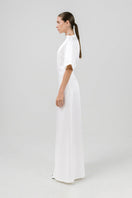 White Izakova maxi T-shirt dress with a relaxed fit, featuring short sleeves and a casual, comfortable style.