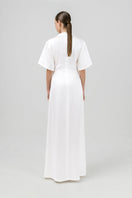 White Izakova gabrijela t-shirt dress, a stylish maxi dress with a relaxed fit, showcased in the image.