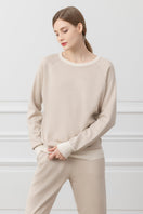 Brown silk cashmere loungewear set by MANITO featuring color contrast design, soft fabric, and comfortable fit.