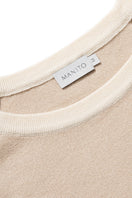 Manito brown silk cashmere loungewear set with color contrast design, soft and luxurious fabric for comfortable relaxation.