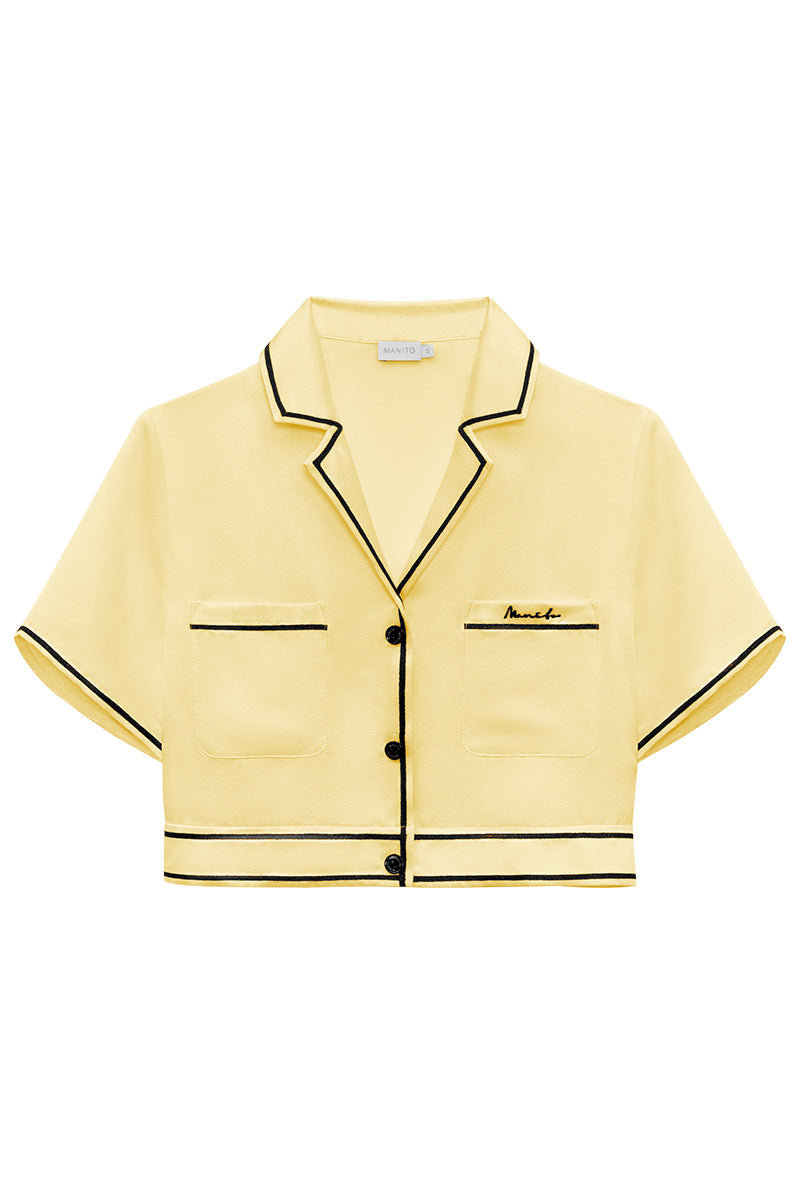 GREENE SILK CROPPED TOP IN YELLOW - CULT MIA