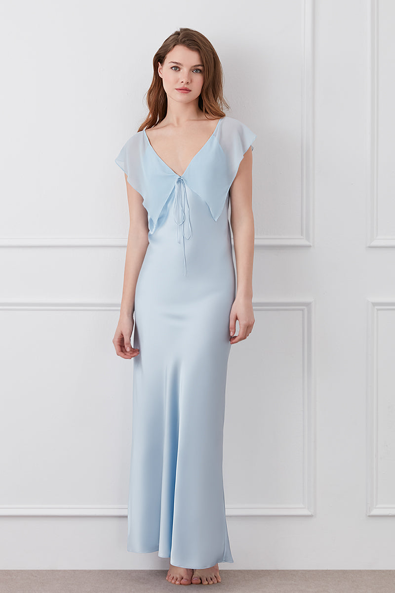 CRETE SILK MIDI DRESS IN BLUE - CULT MIA