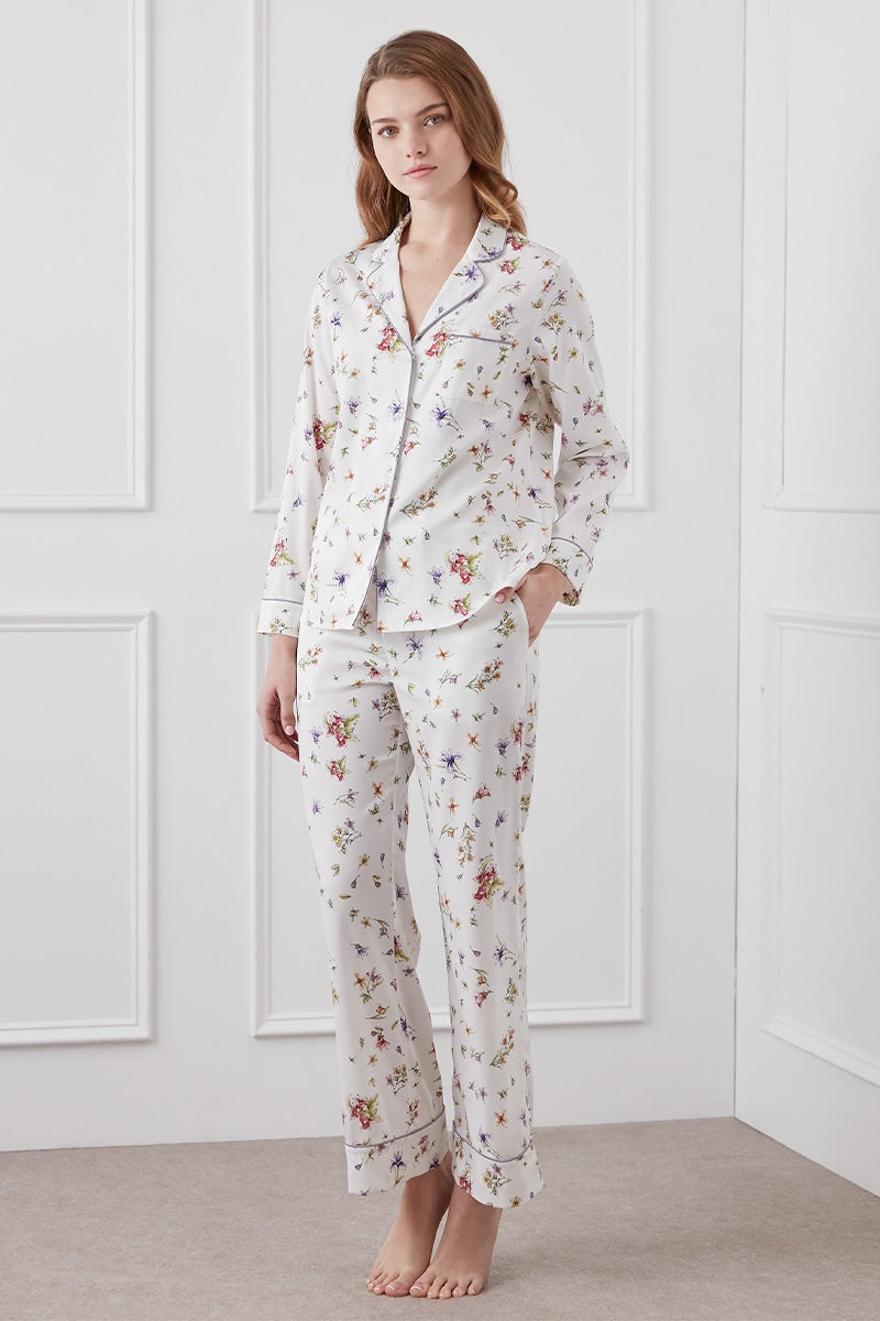LRISETTE SILK PAJAMA SET IN WHITE - CULT MIA