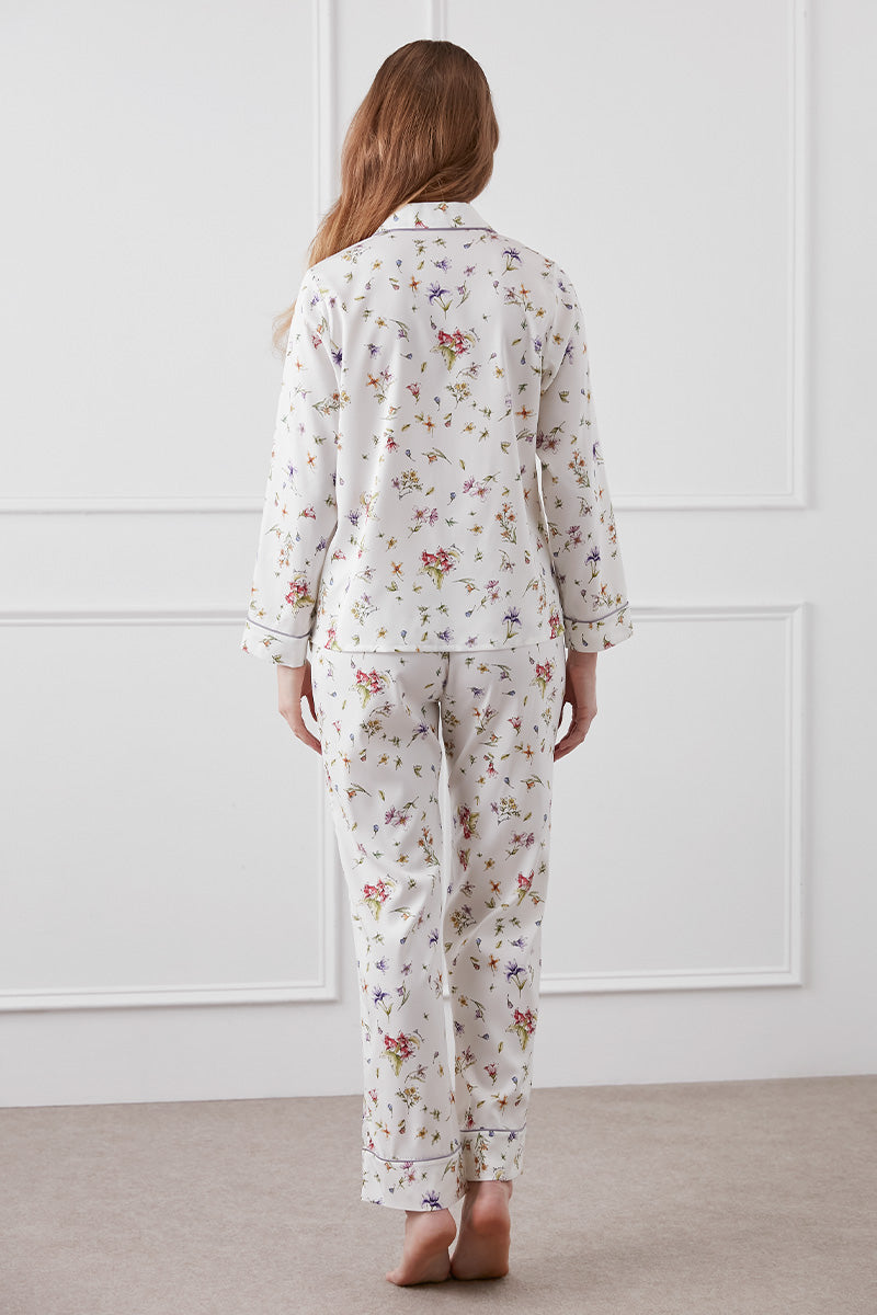 LRISETTE SILK PAJAMA SET IN WHITE - CULT MIA