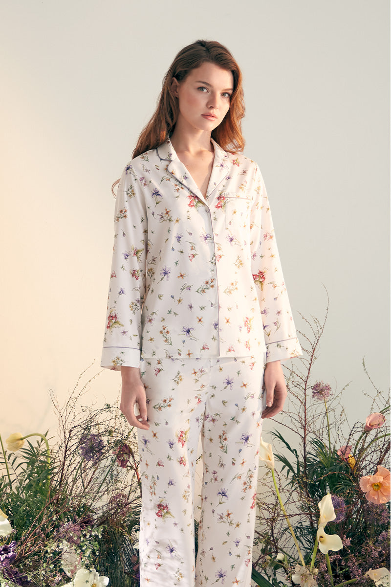 LRISETTE SILK PAJAMA SET IN WHITE - CULT MIA