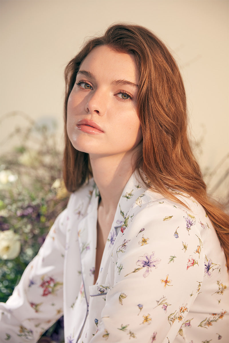 LRISETTE SILK PAJAMA SET IN WHITE - CULT MIA