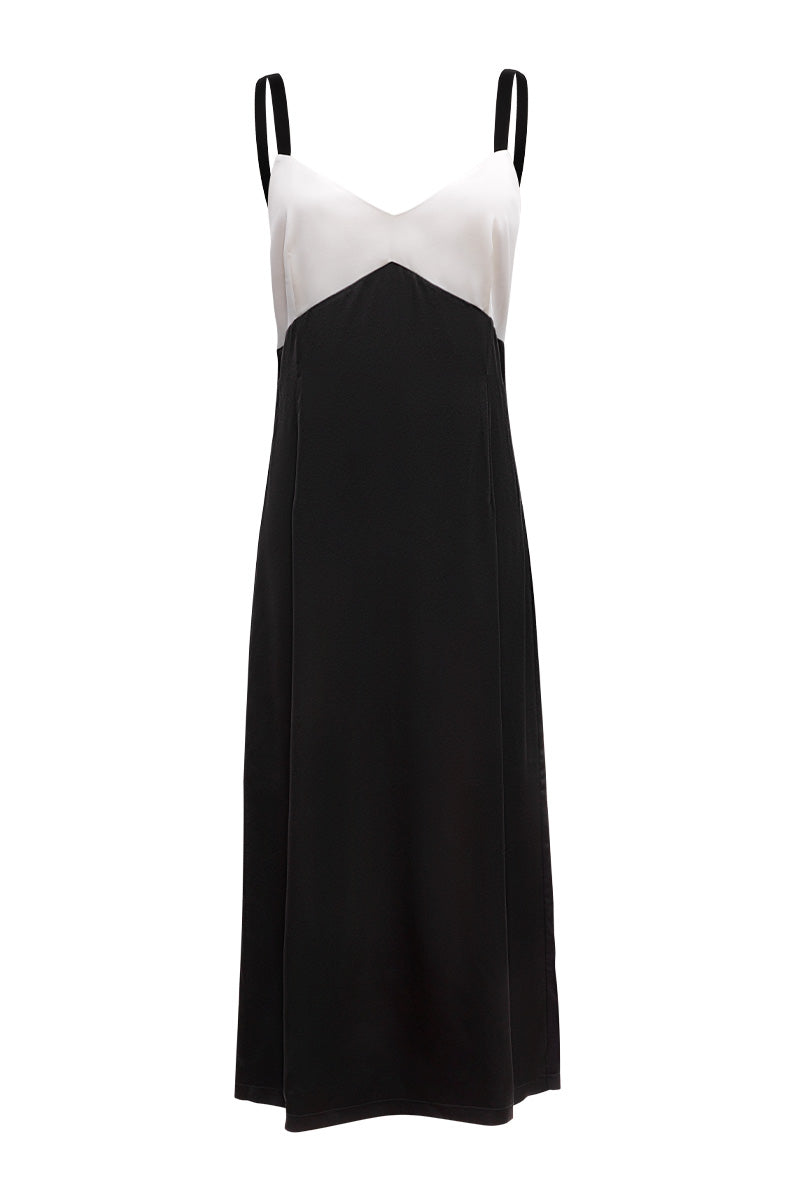 CONTRAST SILK VELVET MAXI SLIP DRESS - CULT MIA