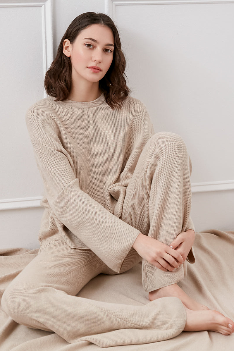 MELLOW SILK CASHMERE SET IN SAND - CULT MIA