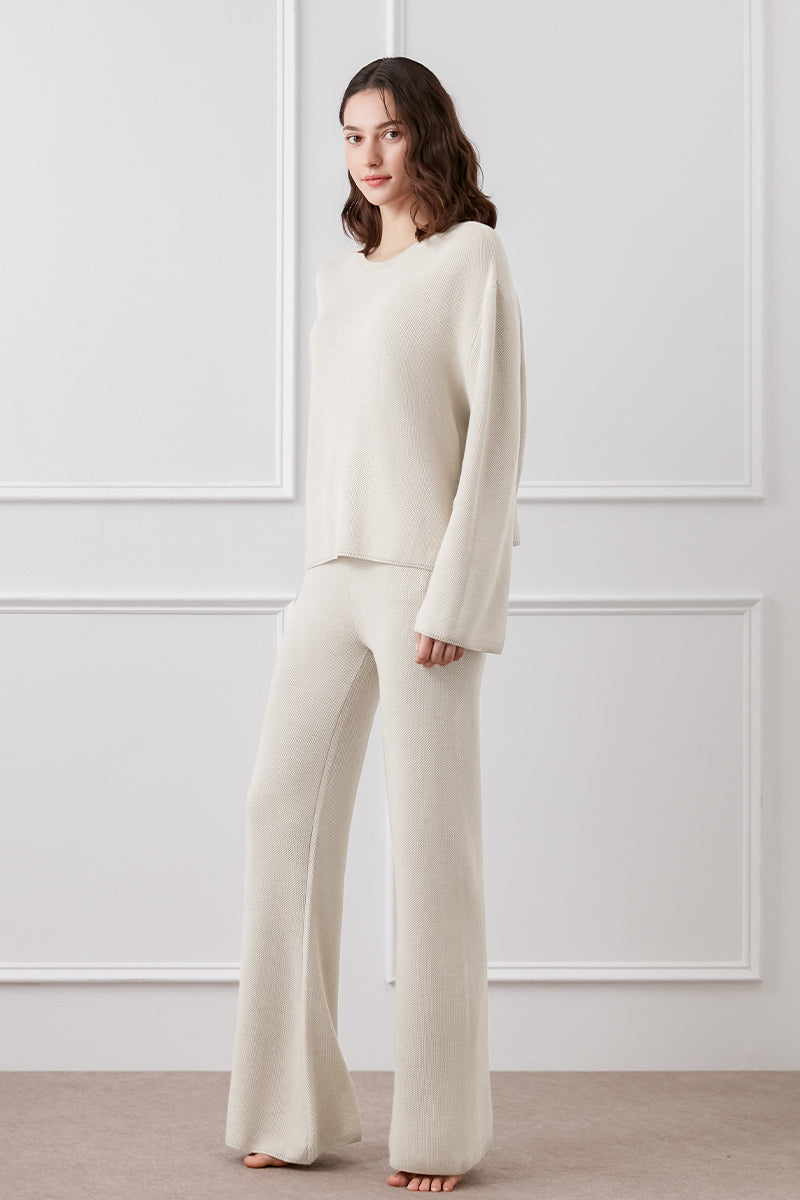 MELLOW SILK CASHMERE SET IN WHITE - CULT MIA