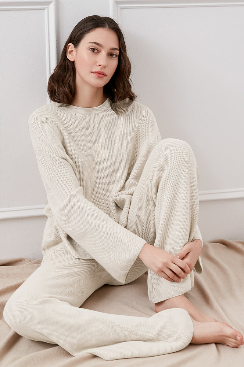 MELLOW SILK CASHMERE SET IN WHITE - CULT MIA